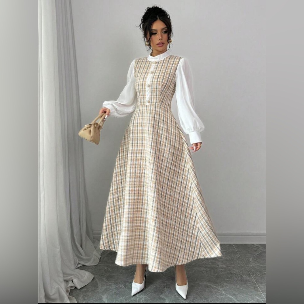 ✨ Elegant Patchwork Tweed Midi Dress – Size M - Picture 5 of 10